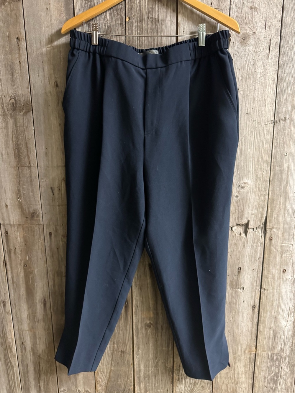 ANTHROPOLOGIE Crepe Pull On Blue Capris - size large